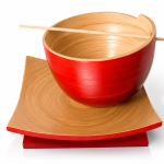 Modern Bamboo Serving Bowl With Wooden Stand Set MS Department Store Oman