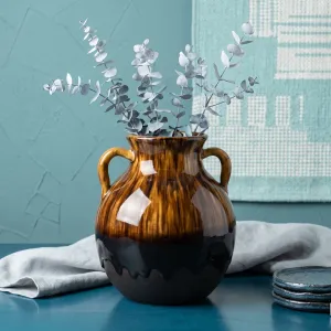 Rustic Two-Handle Ceramic Decorative Vase MS Department Store Oman