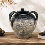 Vintage Rustic Double-Handle Ceramic Amphora Vase MS Department Store Oman