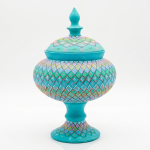 Handcrafted Turquoise Decorative Pedestal Jar With Lid MS Department Store Oman