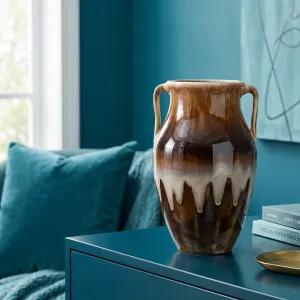 Rustic Dual-Handle Ceramic Floor Vase MS Department Store Oman
