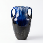 Midnight Blue Dual-Handle Ceramic Floor Vase MS Department Store Oman
