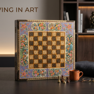 Handcrafted Floral Chess & Backgammon Game Board Set MS Department Store Oman