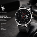 U.S. Polo Assn. Men'S Multi-Function Black Mesh Strap Watch MS Department Store Oman