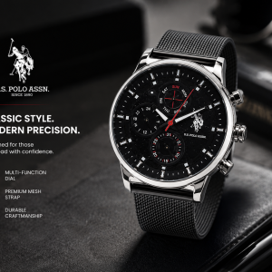 U.S. Polo Assn. Men'S Multi-Function Black Mesh Strap Watch MS Department Store Oman