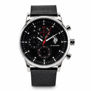 US Polo Men'S Multi Function Black Mesh Strap Watch MS Department Store Oman