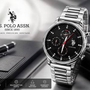 U.S. Polo Assn. Black Multi-Function Stainless Steel Watch MS Department Store Oman