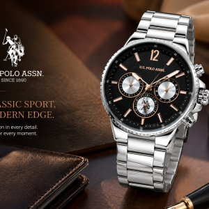 U.S. Polo Assn. Black Rose Gold Multi-Function Stainless Steel Watch MS Department Store Oman