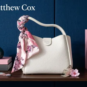 White Textured Handbag With Scarf Handle MS Department Store Oman