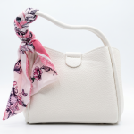 White Textured Handbag With Scarf Handle MS Department Store Oman