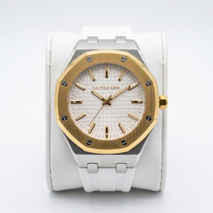 US Polo White Dial Two Tone Sport Silicone Watch MS Department Store Oman
