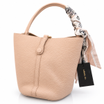 Women's Blush Pink Textured Tote Handbag with Printed Scarf Handle MS Department Store Oman
