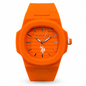 US Polo Neon Orange Silicone Strap Watch MS Department Store Oman