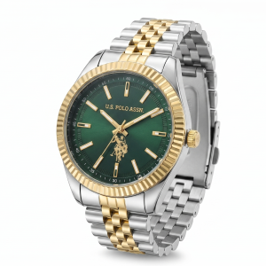 US Polo Green Dial Two Tone Stainless Steel Watch MS Department Store Oman