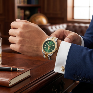 U.S. Polo Assn. Green Dial Two-Tone Stainless Steel Watch MS Department Store Oman