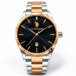 U.S. Polo Assn. Black Dial Two-Tone Stainless Steel Date Watch MS Department Store Oman
