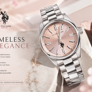 U.S. Polo Assn. Blush Pink Dial Stainless Steel Classic Watch MS Department Store Oman