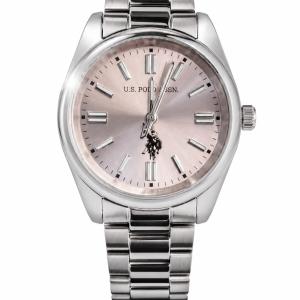 US Polo Blush Pink Dial Stainless Steel Classic Watch MS Department Store Oman