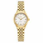 Ferro Women's Gold-Tone Quartz Analog Wrist Watch with White Crystal Dial & Stainless Steel Bracelet MS Department Store Oman