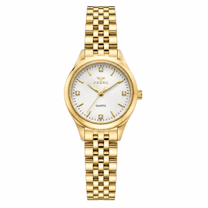Ferro Women's Gold-Tone Quartz Analog Wrist Watch with White Crystal Dial & Stainless Steel Bracelet MS Department Store Oman