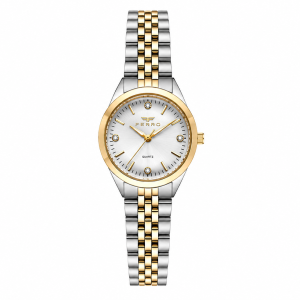 Ferro Women's Two-Tone Stainless Steel Quartz Analog Watch with Crystal Hour Markers – Silver & Gold MS Department Store Oman