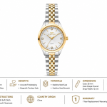 Ferro Women's Two-Tone Stainless Steel Quartz Analog Watch with Crystal Hour Markers – Silver & Gold MS Department Store Oman