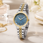 Ferro Women's Two-Tone Stainless Steel Analog Watch with Blue Crystal Dial MS Department Store Oman