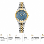 Ferro Women's Two-Tone Stainless Steel Analog Watch with Blue Crystal Dial MS Department Store Oman