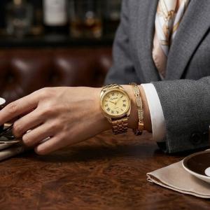 Cesdhun Luxury Ladies Gold Analog Wrist Watch And Crystal Bracelet Set MS Department Store Oman