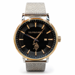 U.S. Polo Assn. Black Dial Two-Tone Mesh Strap Watch MS Department Store Oman