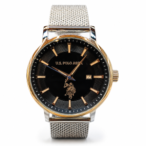 US Polo Black Dial Two Tone Mesh Strap Watch MS Department Store Oman
