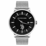 U.S. Polo Assn. Black Dial Stainless Steel Mesh Strap Watch MS Department Store Oman