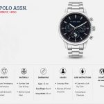 U.S. Polo Assn. Navy Silver Chronograph Multifunction Watch MS Department Store Oman