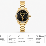 U.S. Polo Assn. Black Dial Gold-Tone Crystal Bezel Watch MS Department Store Oman