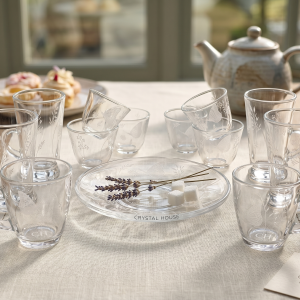 Crystal 18Pcs Glass Tea Set 1×8 MS Department Store Oman