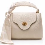Women's Cream Top Handle Handbag with Scarf Accent MS Department Store Oman