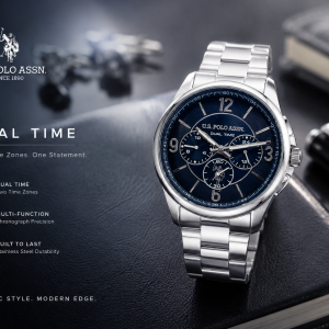 U.S. Polo Assn. Navy Dual-Time Executive Watch MS Department Store Oman