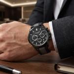 Lee Cooper Men'S Multifunction Watch Black Dial With Black Leather Strap MS Department Store Oman