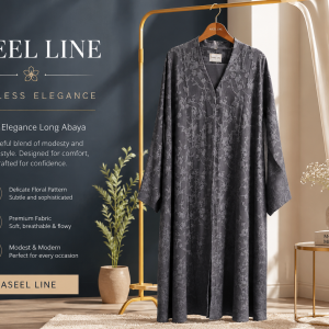 Gray Brocard Abaya  MS Department Store Oman