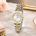 Ferro Ladies Two-Tone Analog Wrist Watch – Mother-of-Pearl Dial & Date Window MS Department Store Oman