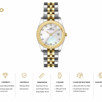 Ferro Ladies Two-Tone Analog Wrist Watch – Mother-of-Pearl Dial & Date Window MS Department Store Oman