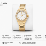 U.S. Polo Assn. Golden Crystal Elegance Watch MS Department Store Oman