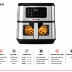 Mebashi Air Fryer w/ Glass Window Touch(7.5L;9Prgm;Blk SS) MS Department Store Oman