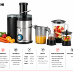 Mebashi 4in1 Juicer & Blende(2.2 L & 1.5 L Jug;Black) MS Department Store Oman