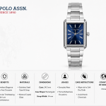 U.S. Polo Assn. Sapphire Rectangular Classic Watch MS Department Store Oman