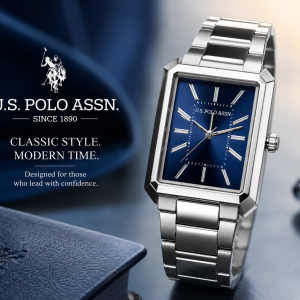 U.S. Polo Assn. Sapphire Rectangular Classic Watch MS Department Store Oman