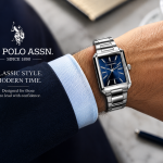 U.S. Polo Assn. Sapphire Rectangular Classic Watch MS Department Store Oman