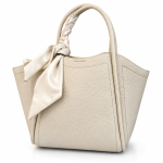 Women's Beige Textured Tote Handbag with Scarf Accent MS Department Store Oman