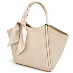 Women's Beige Textured Tote Handbag with Scarf Handle MS Department Store Oman