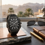 Ferro Men's Black Skeleton Dial Multi-Function Quartz Watch with Black Silicone Strap MS Department Store Oman